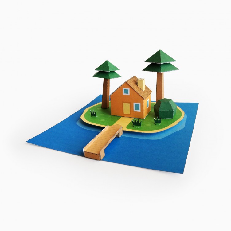 House on an Island with Pine Trees House on an Island with Pine Trees