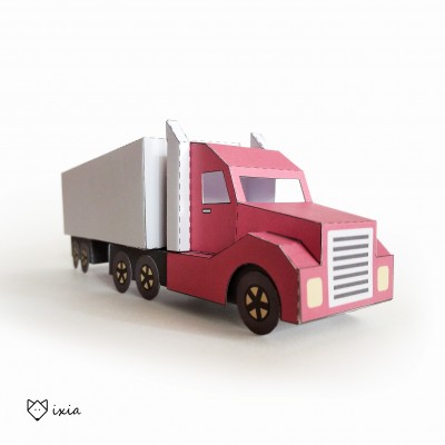 SEMI-TRAILER TRUCK. 3D Paper Toy to Build with Cricut and Other Cutting Machines