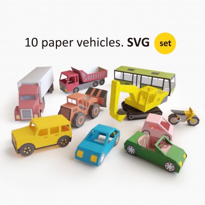VEHICLES Paper Craft Set. SVG