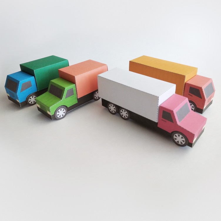 TRUCKS 4 in 1. Paper Toys / Gift Boxes