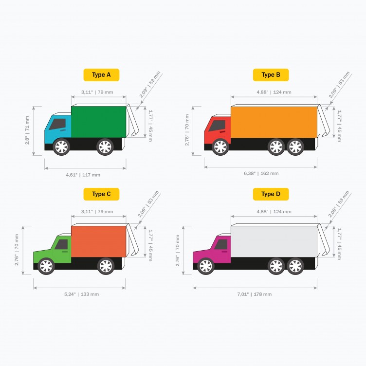 TRUCKS 4 in 1. Paper Toys / Gift Boxes