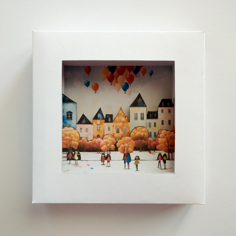 Shadow Box Template. Balloons over the City